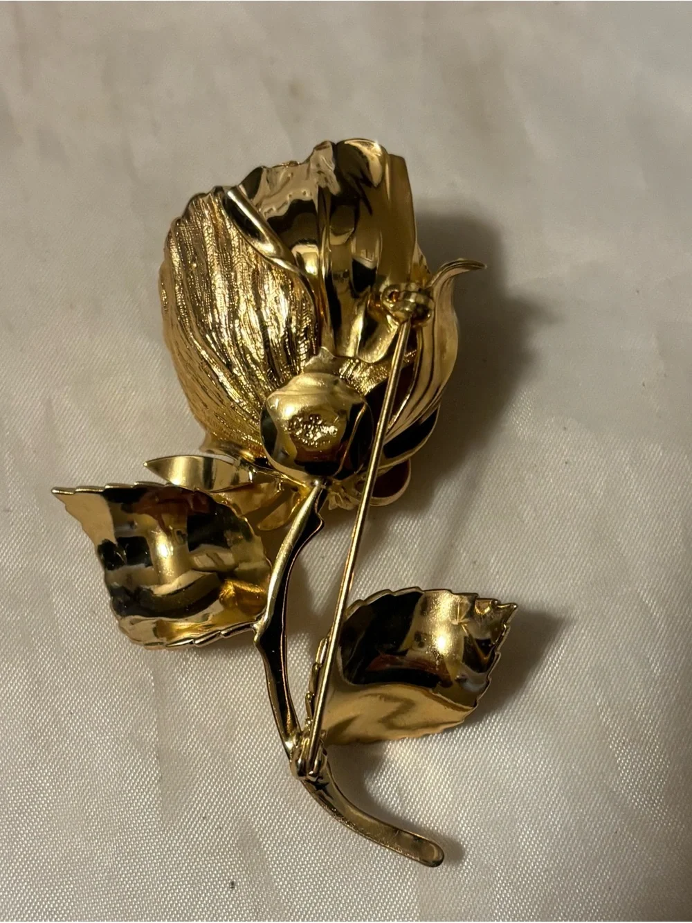 Vg Christian Dior Grosse Germany Gold Plated Textured Rose Brooch